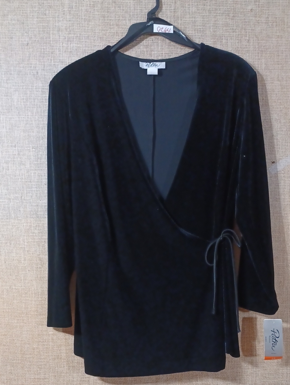 Patra Black Velvet Wrap Blouse